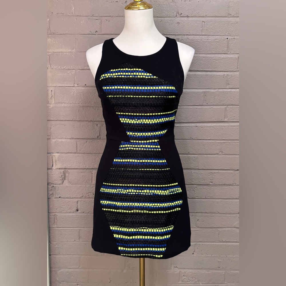 Milly sleeveless, black modern crochet design dress